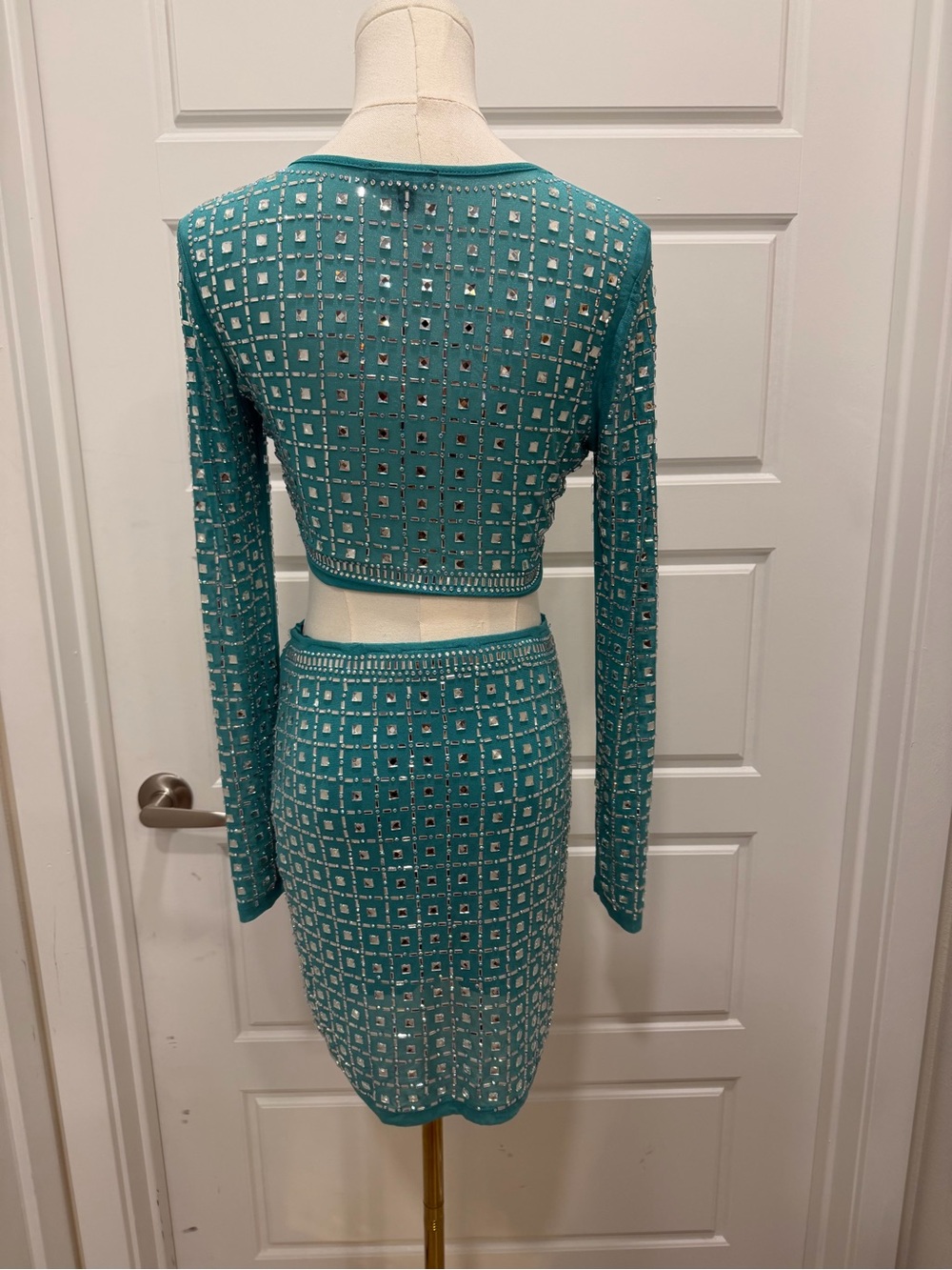 Fashion Nova Teal Embellished Two-Piece Skirt Set - Picture 2 of 8